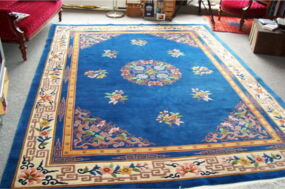 gewaschener blauer Chinesicher Wollteppich sauber