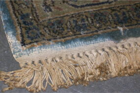 starker Wollverlust an Teppich durch Motten